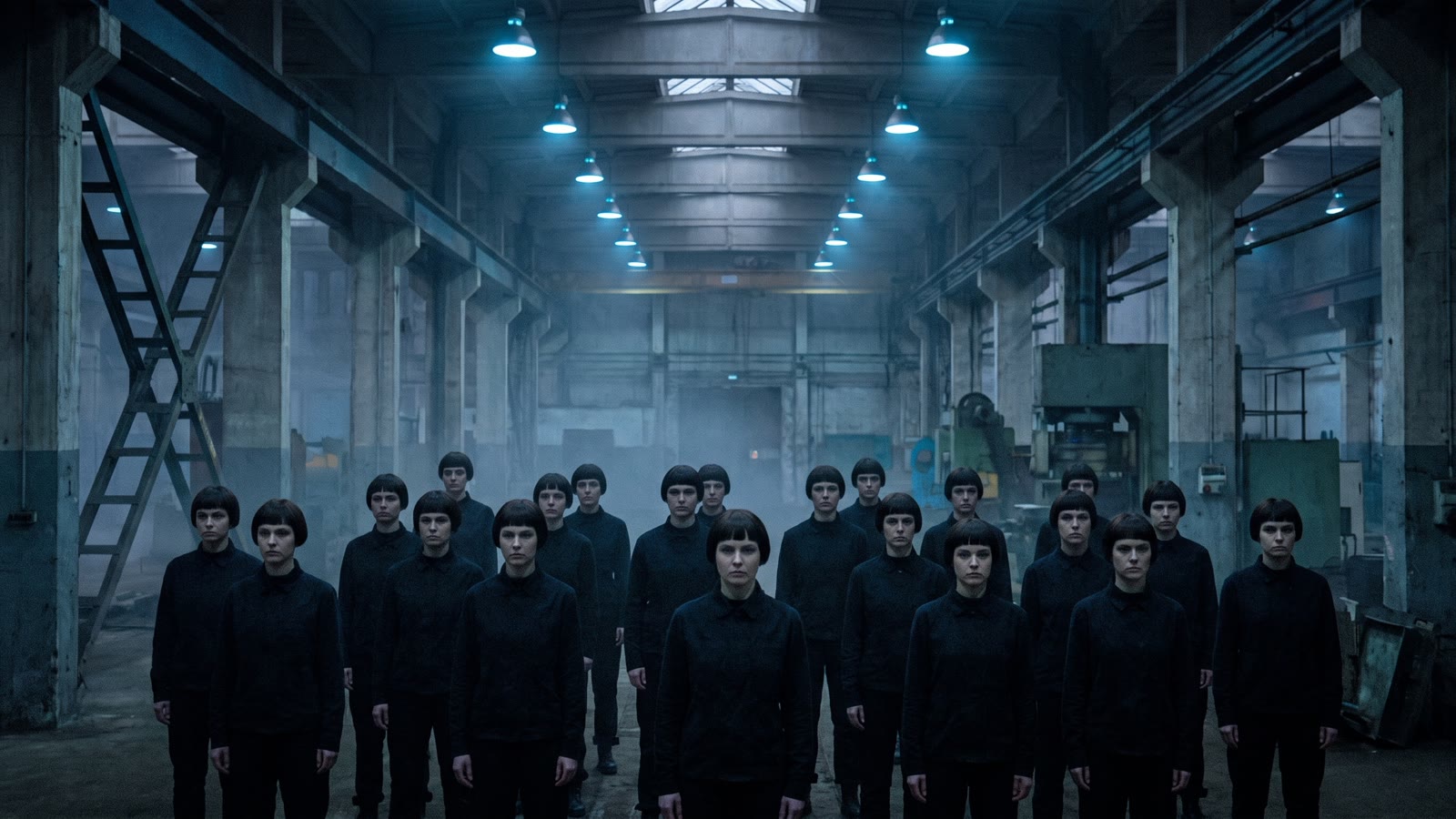 Une foule ou tous les visages sont identiques
