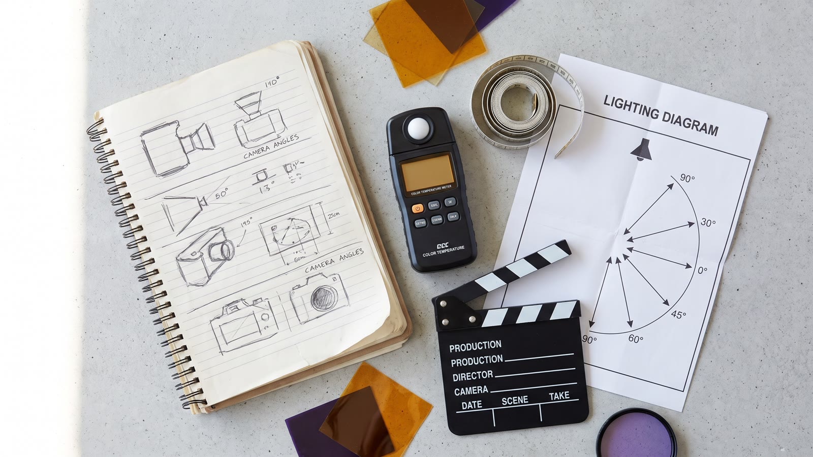 Carnet de mise en scene, thermocolorimetre, plan de lumiere